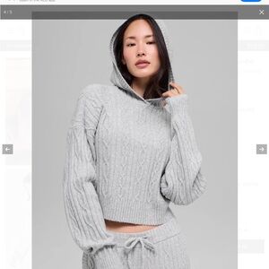 ALO Yoga Light Gray Cable Knit Hoodie